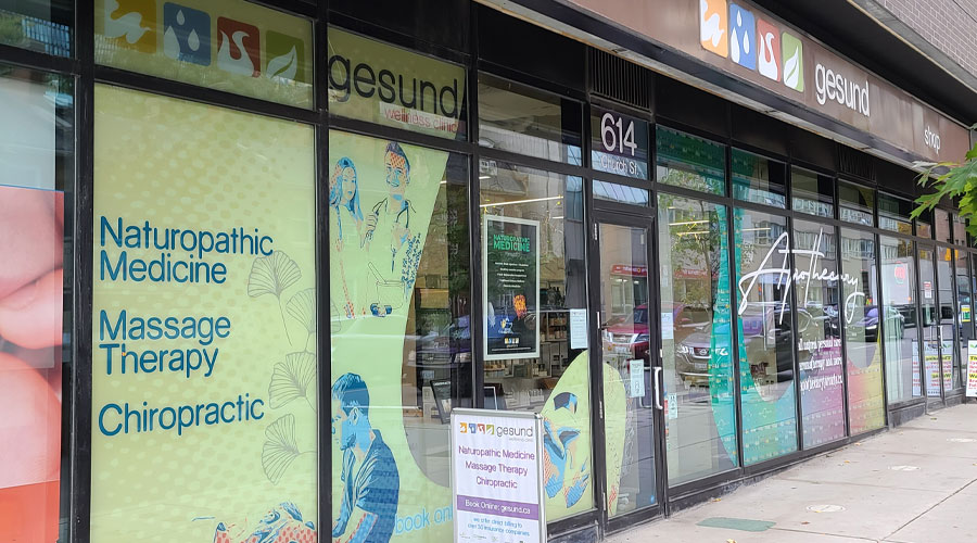 The exterior of gesund at 614 Church Street in downtown Toronto.